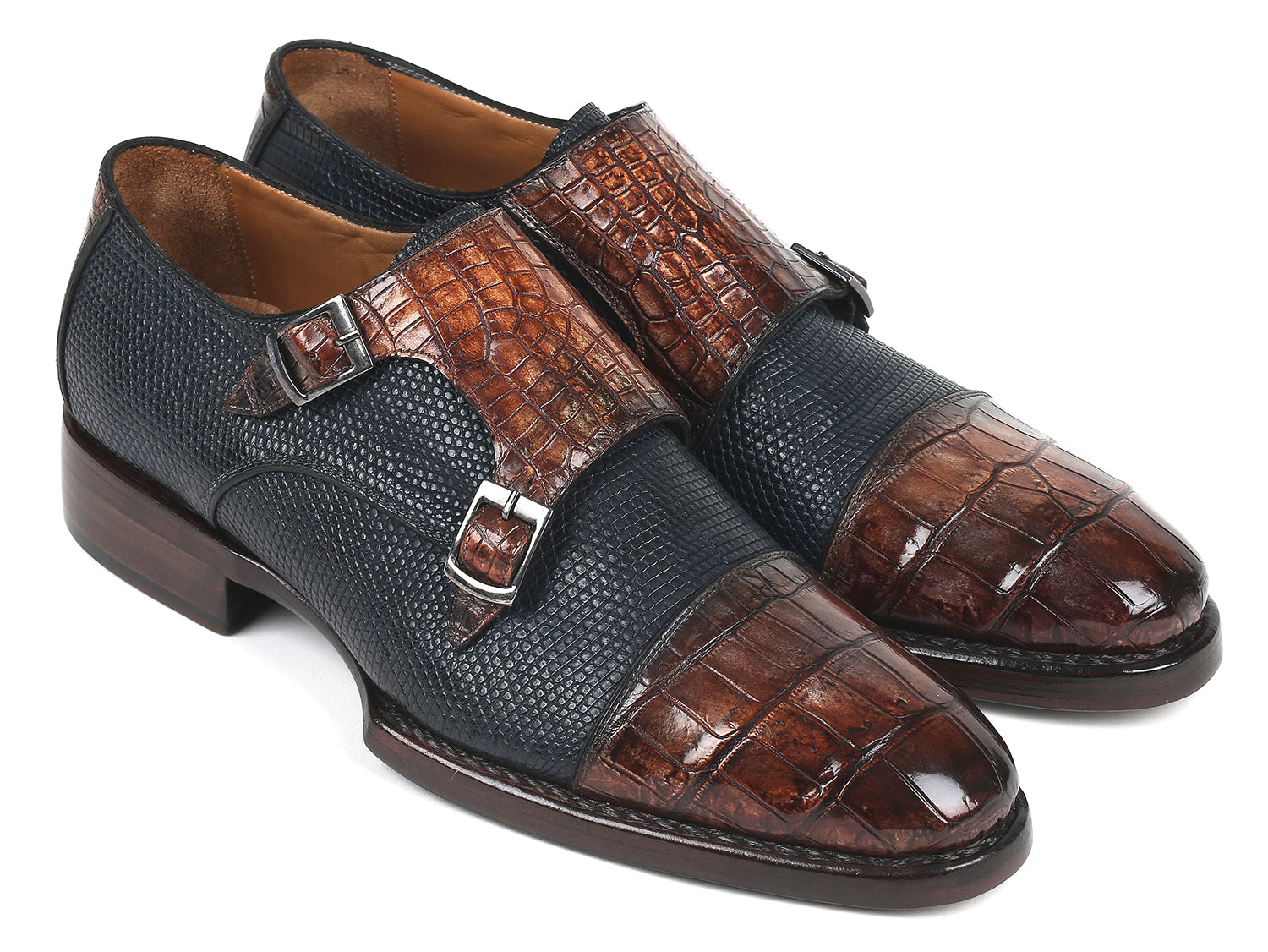 Paul Parkman Beige &amp; Brown Plaid Canvas Derby Shoes (ID