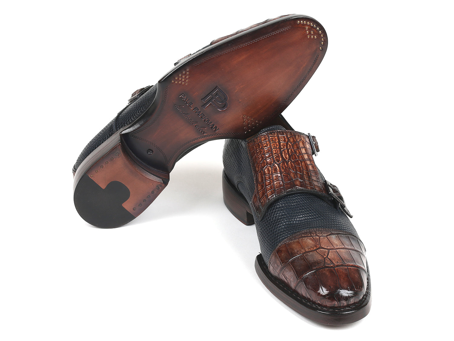 Paul Parkman Beige &amp; Brown Plaid Canvas Derby Shoes (ID