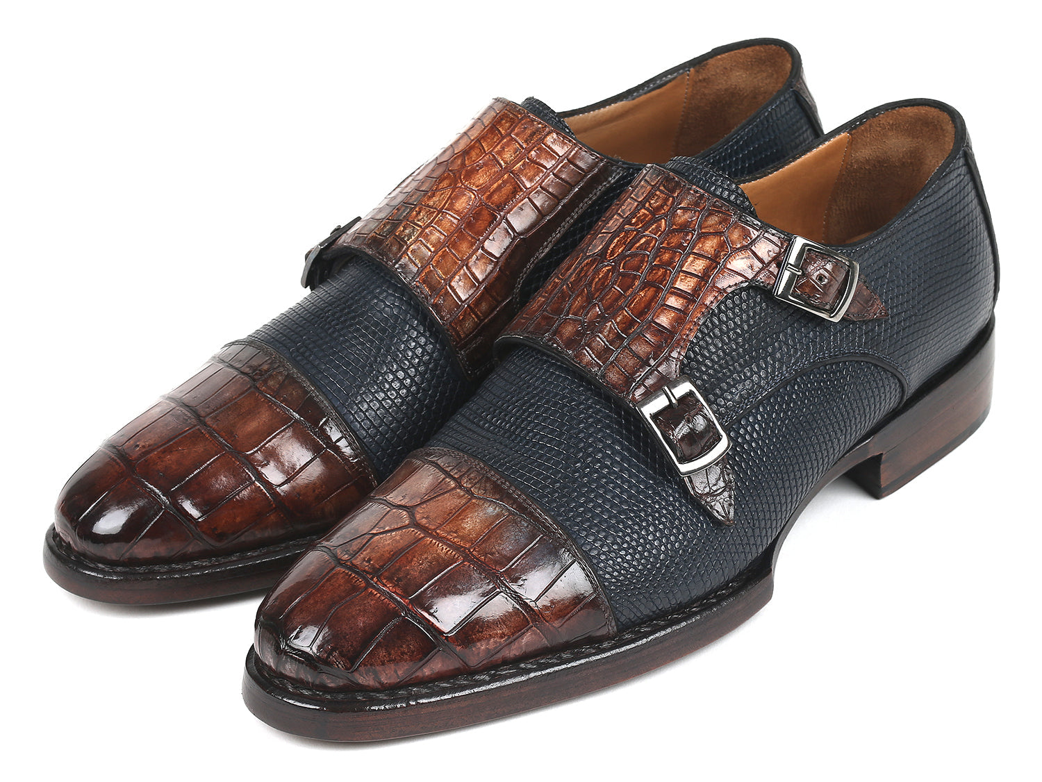 Paul Parkman Beige &amp; Brown Plaid Canvas Derby Shoes (ID