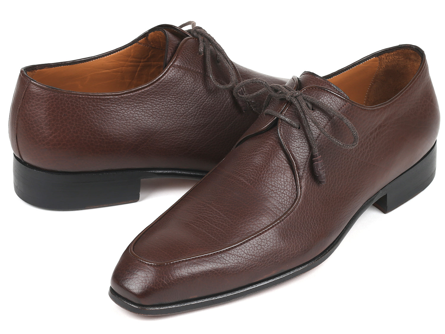 Paul Parkman Beige &amp; Brown Plaid Canvas Derby Shoes (ID
