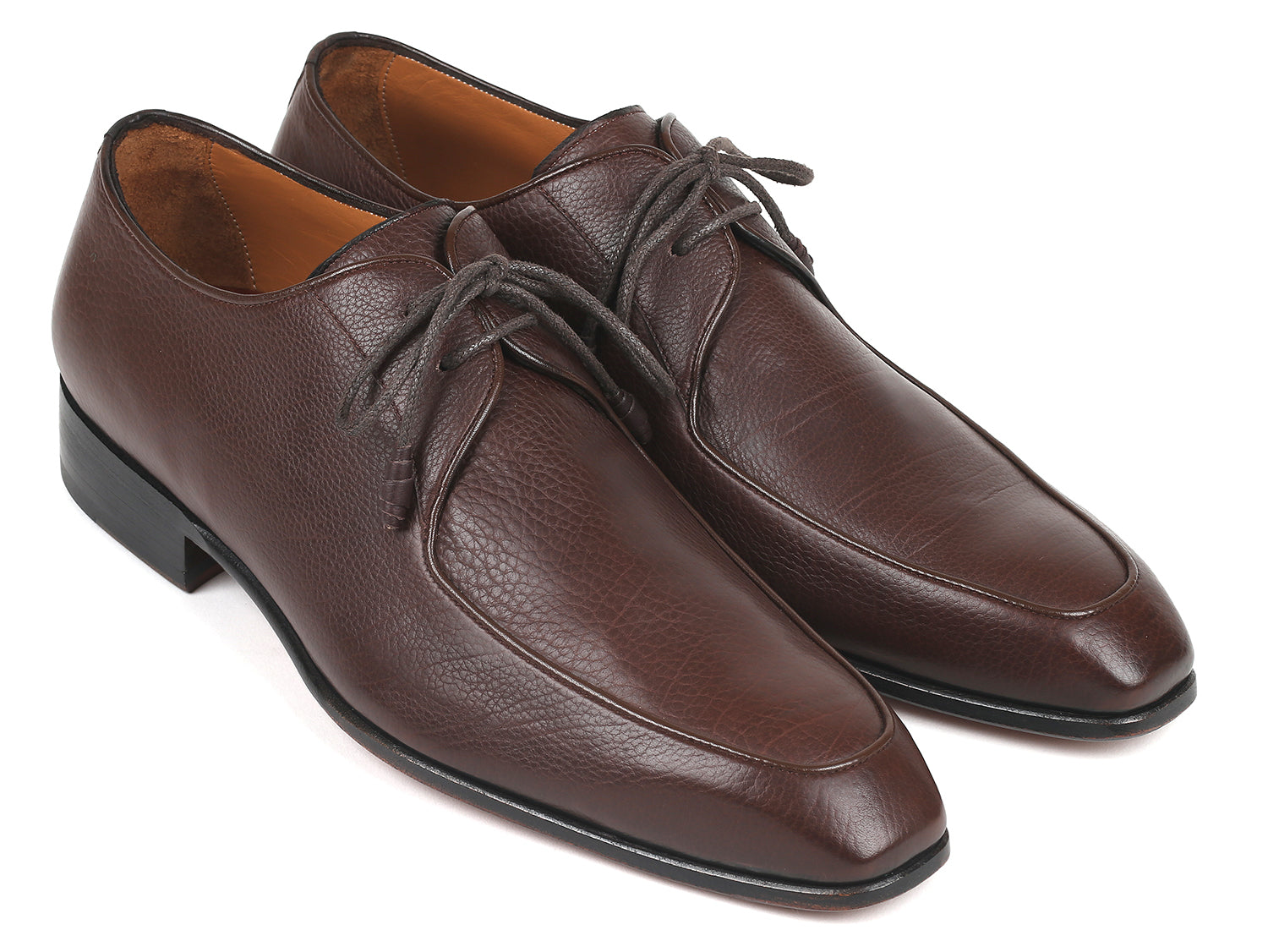 Paul Parkman Beige &amp; Brown Plaid Canvas Derby Shoes (ID
