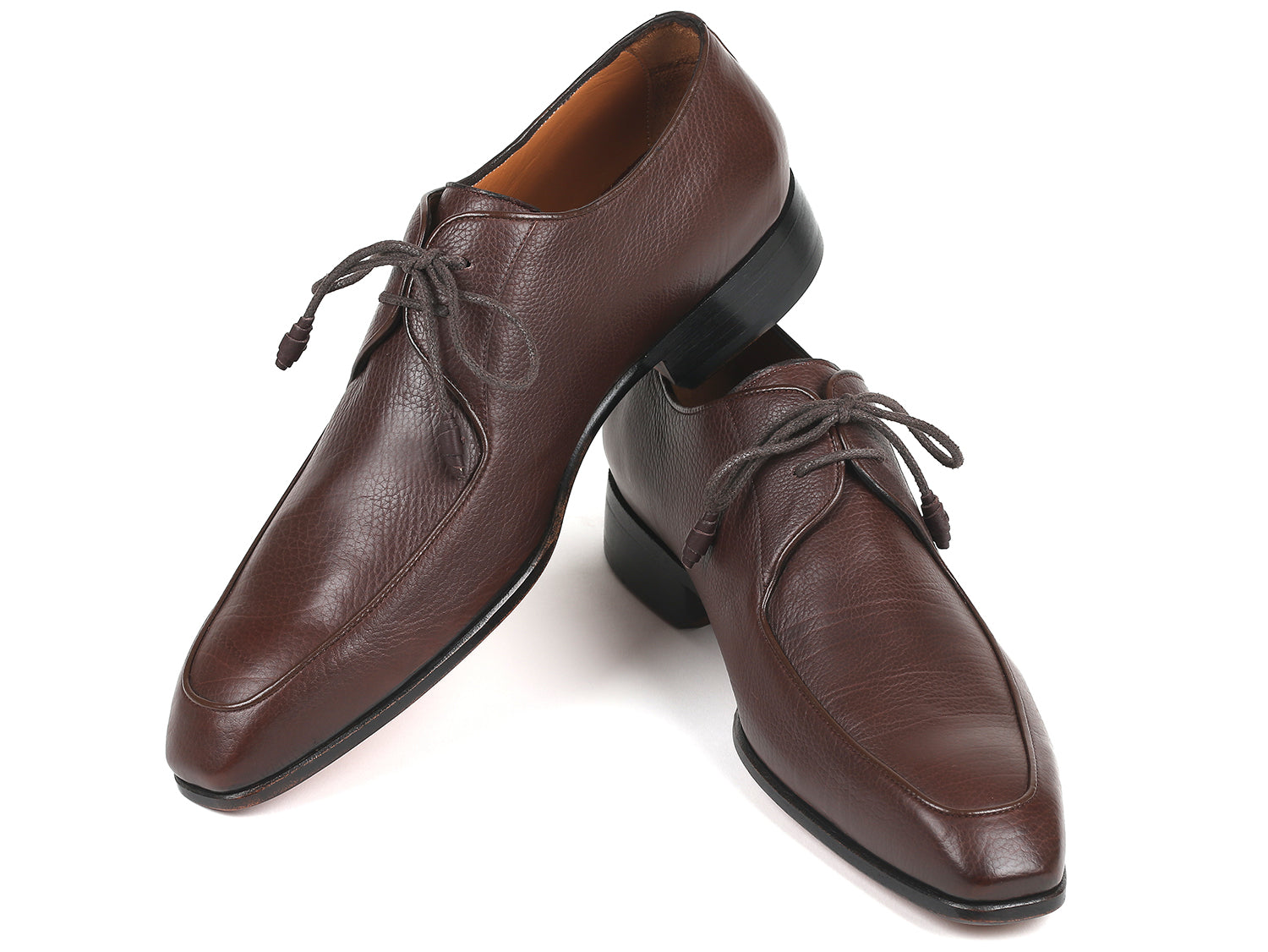 Paul Parkman Beige &amp; Brown Plaid Canvas Derby Shoes (ID