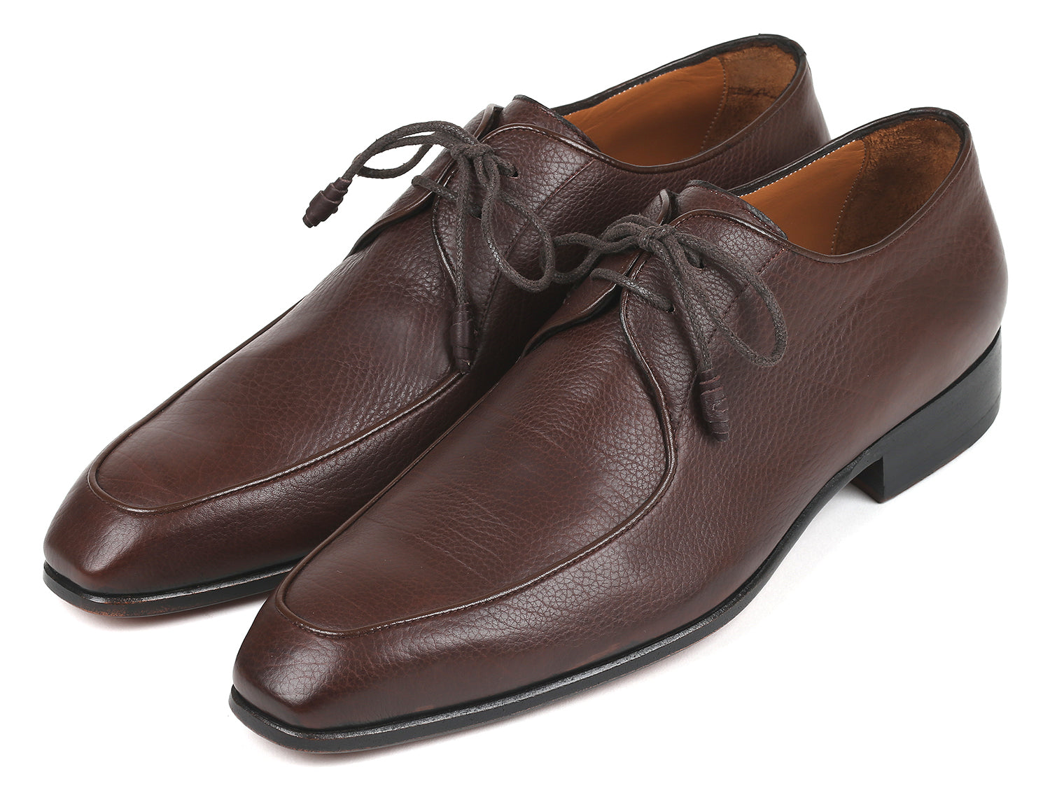 Paul Parkman Beige &amp; Brown Plaid Canvas Derby Shoes (ID