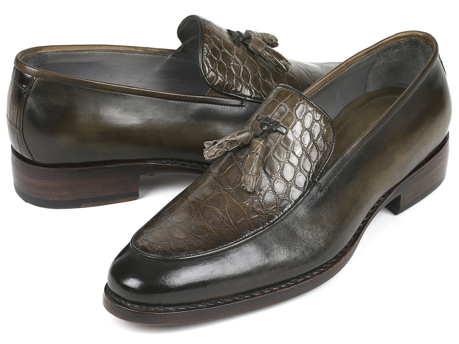 Paul Parkman Beige &amp; Brown Plaid Canvas Derby Shoes (ID