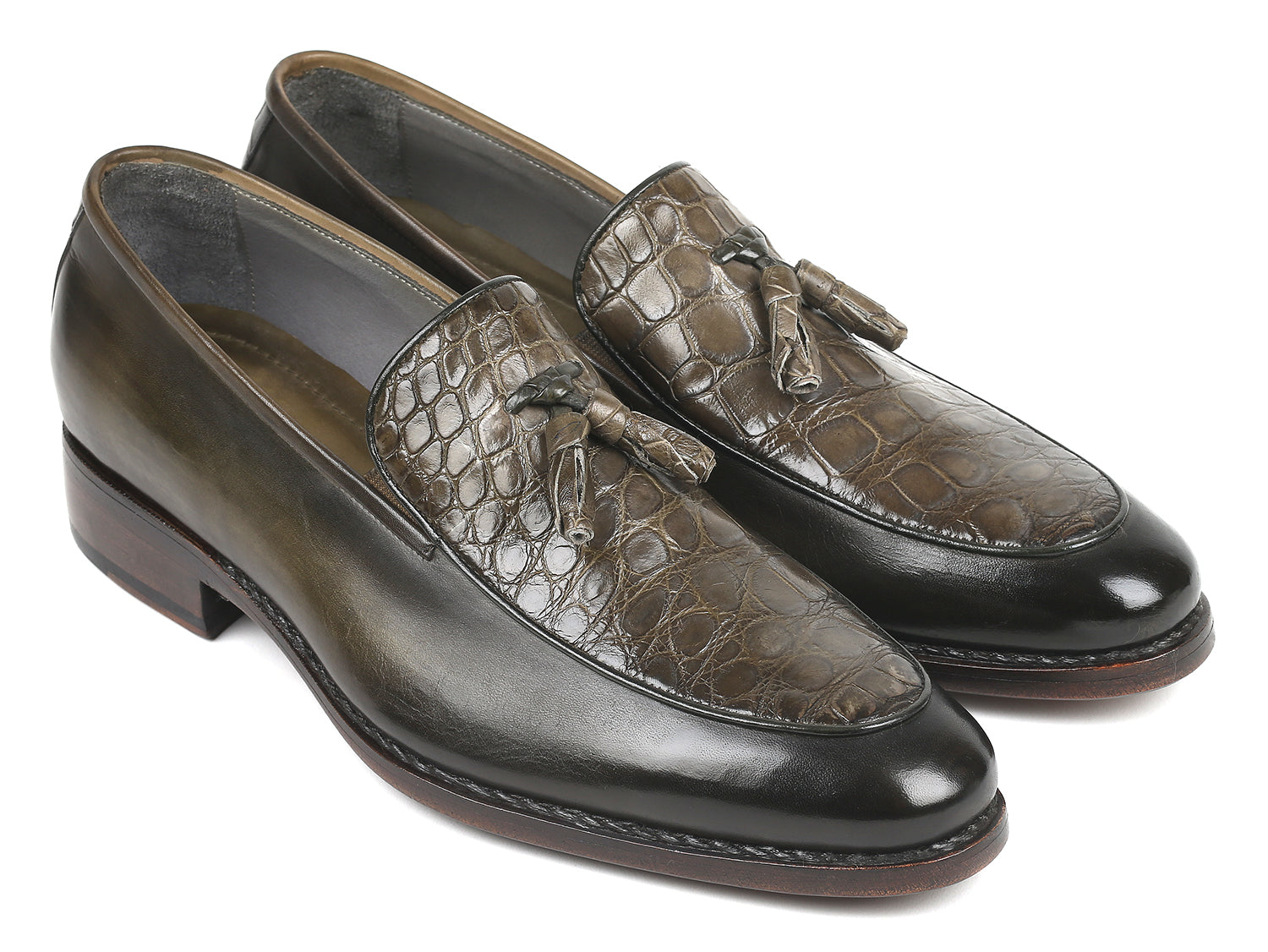 Paul Parkman Beige &amp; Brown Plaid Canvas Derby Shoes (ID