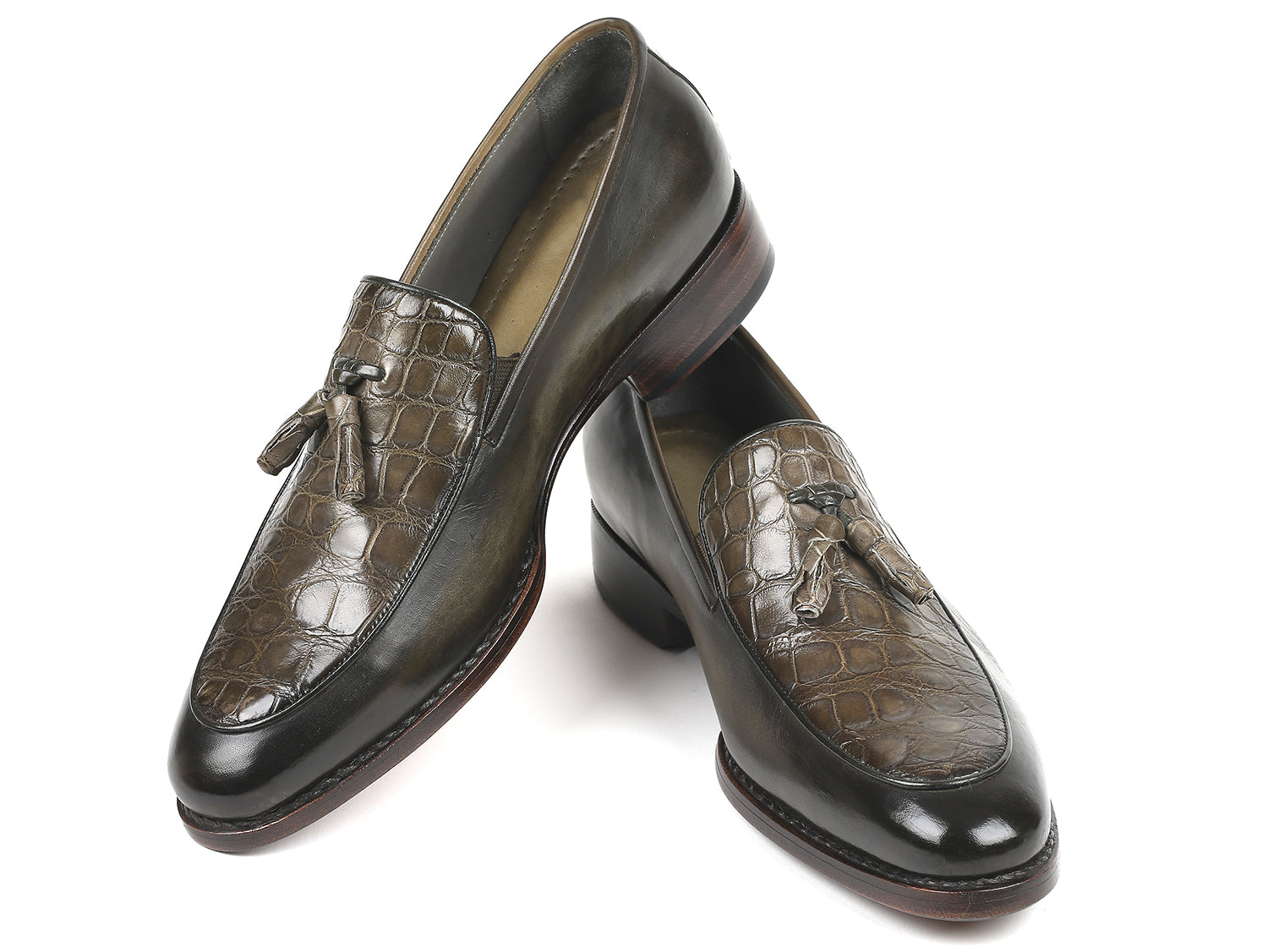 Paul Parkman Beige &amp; Brown Plaid Canvas Derby Shoes (ID