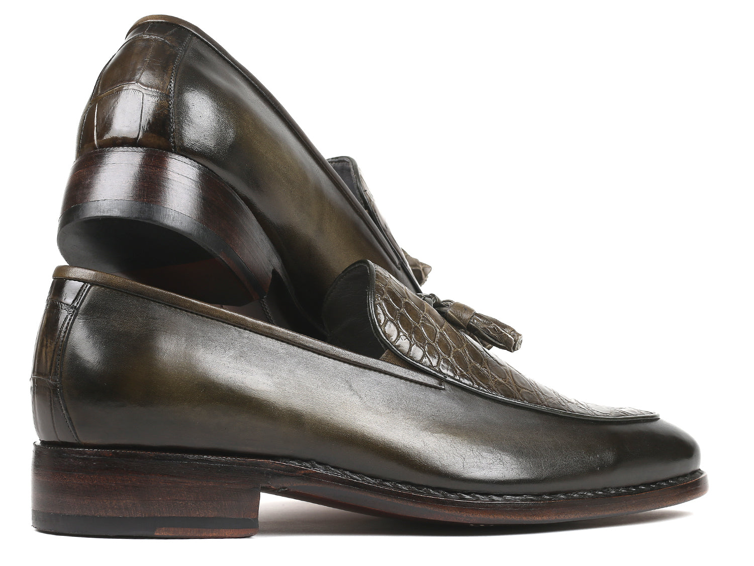 Paul Parkman Beige &amp; Brown Plaid Canvas Derby Shoes (ID