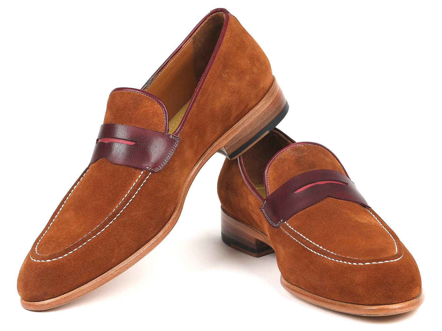 Paul Parkman Beige &amp; Brown Plaid Canvas Derby Shoes (ID