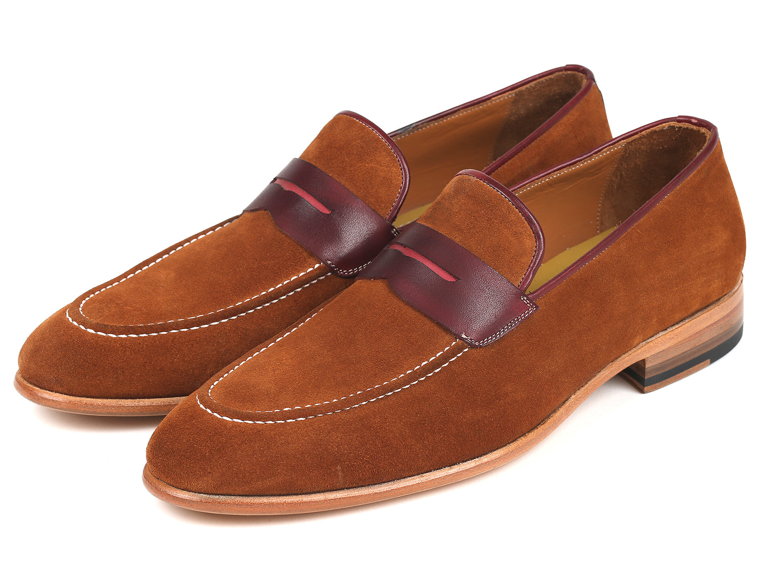 Paul Parkman Beige &amp; Brown Plaid Canvas Derby Shoes (ID