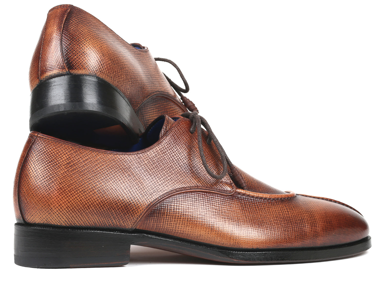 Paul Parkman Beige &amp; Brown Plaid Canvas Derby Shoes (ID