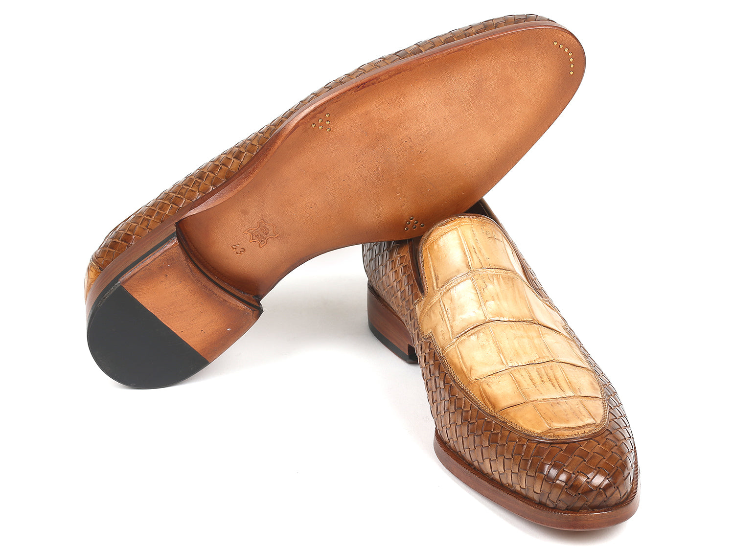 Paul Parkman Beige &amp; Brown Plaid Canvas Derby Shoes (ID