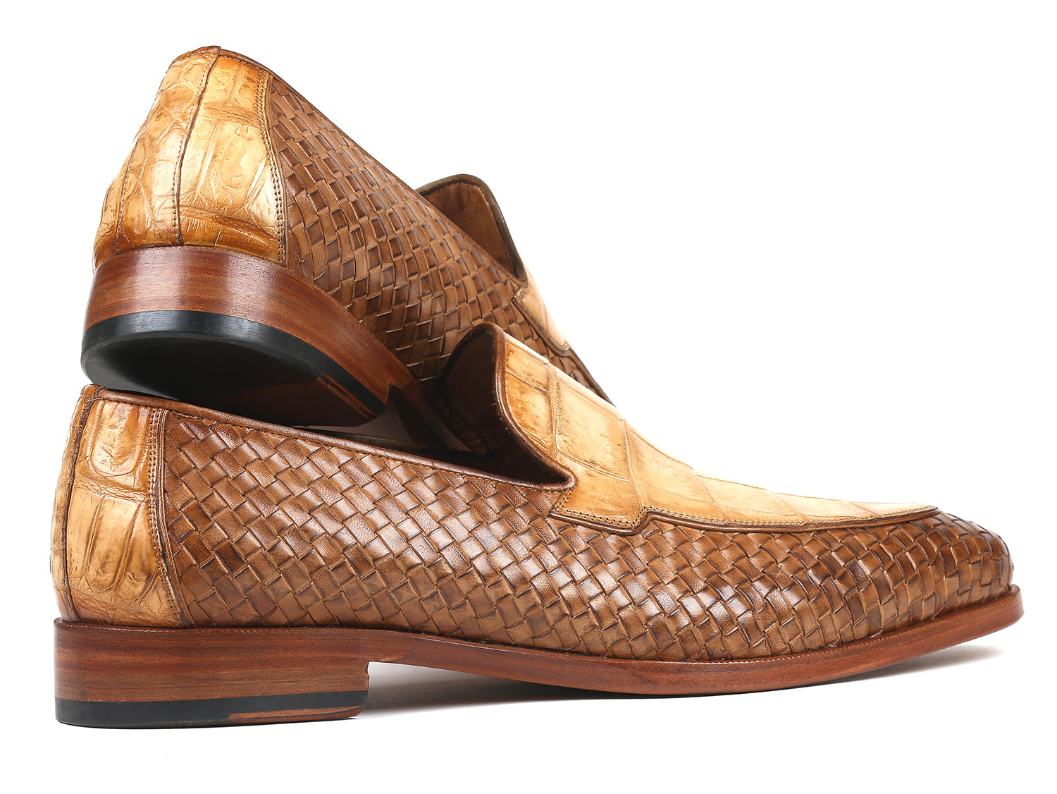 Paul Parkman Beige &amp; Brown Plaid Canvas Derby Shoes (ID