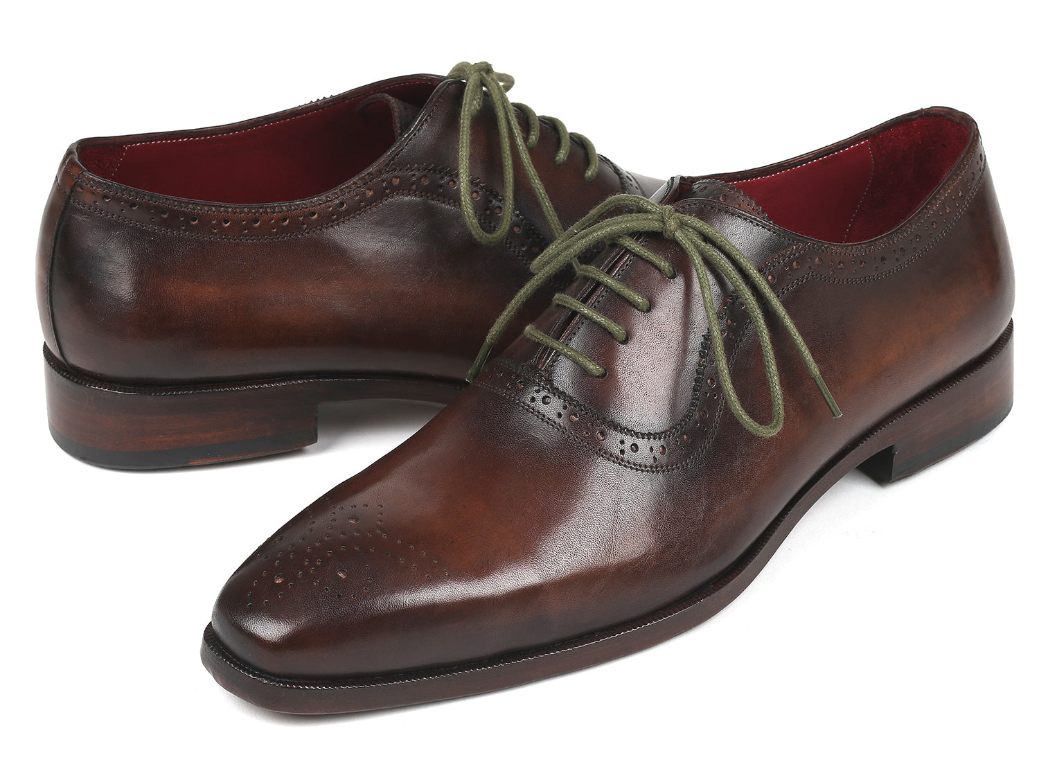 Paul Parkman Beige &amp; Brown Plaid Canvas Derby Shoes (ID