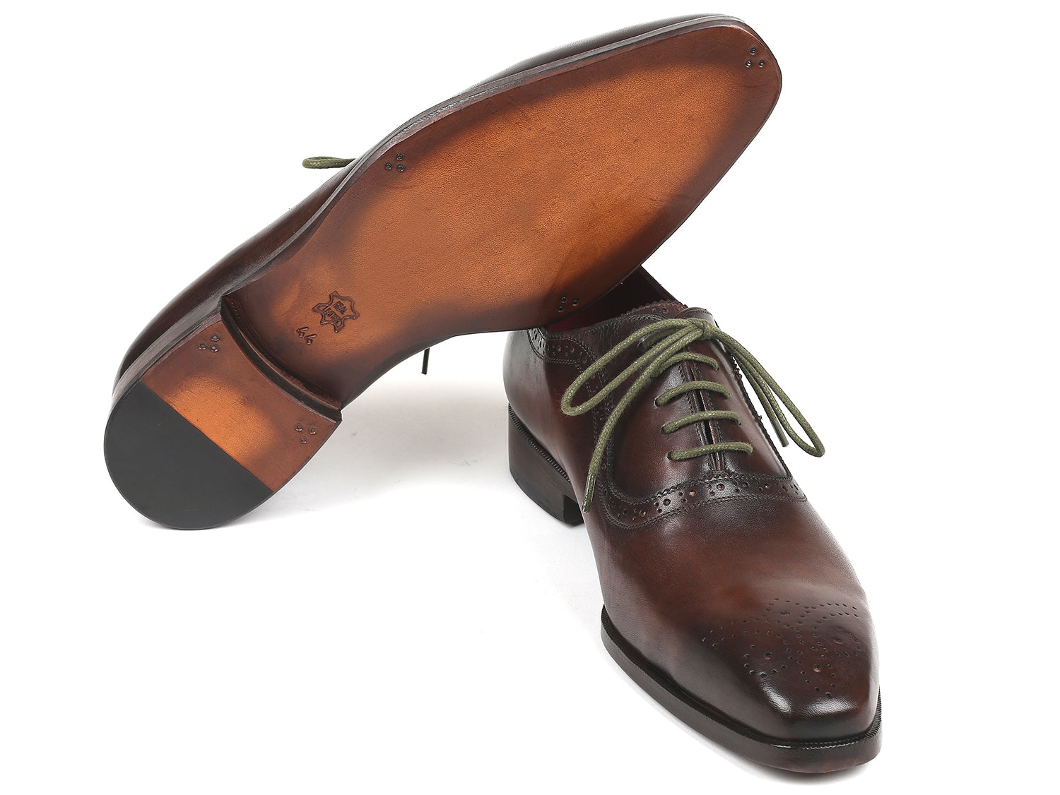 Paul Parkman Beige &amp; Brown Plaid Canvas Derby Shoes (ID