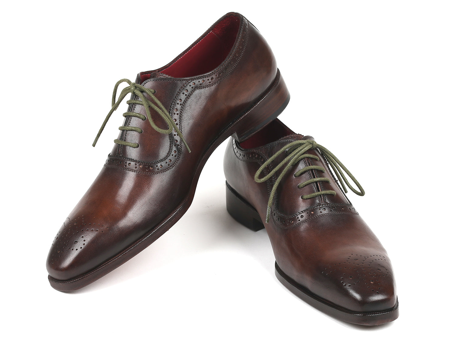 Paul Parkman Beige &amp; Brown Plaid Canvas Derby Shoes (ID