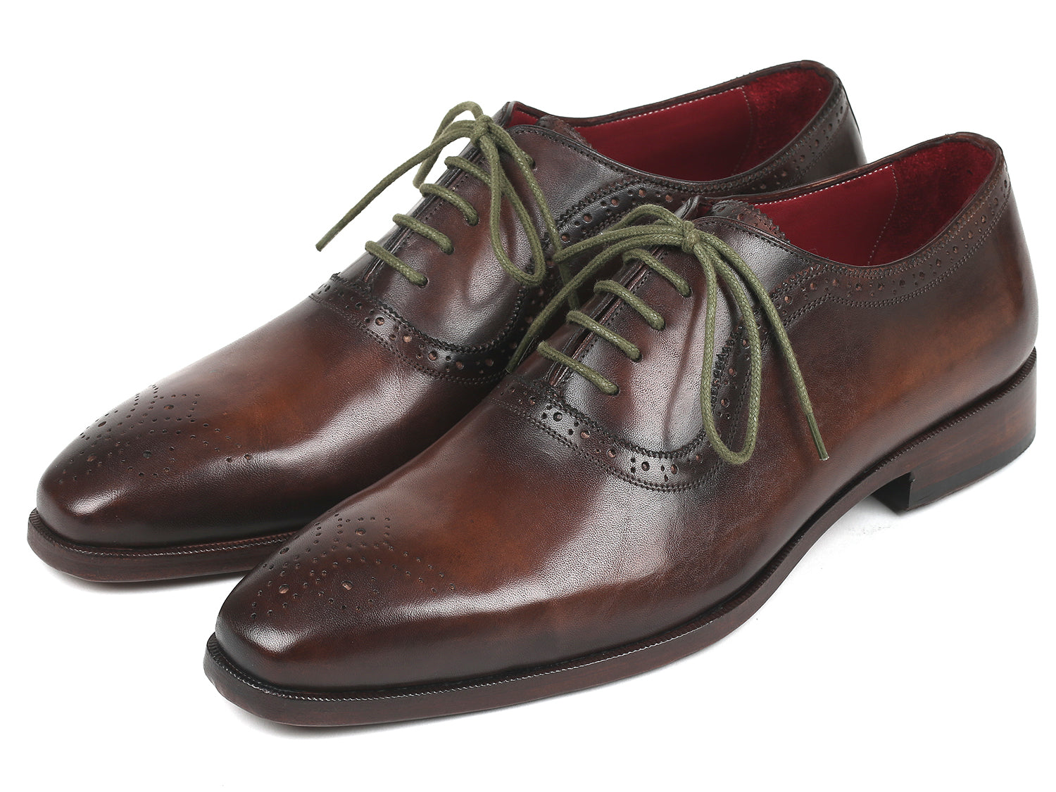 Paul Parkman Beige &amp; Brown Plaid Canvas Derby Shoes (ID