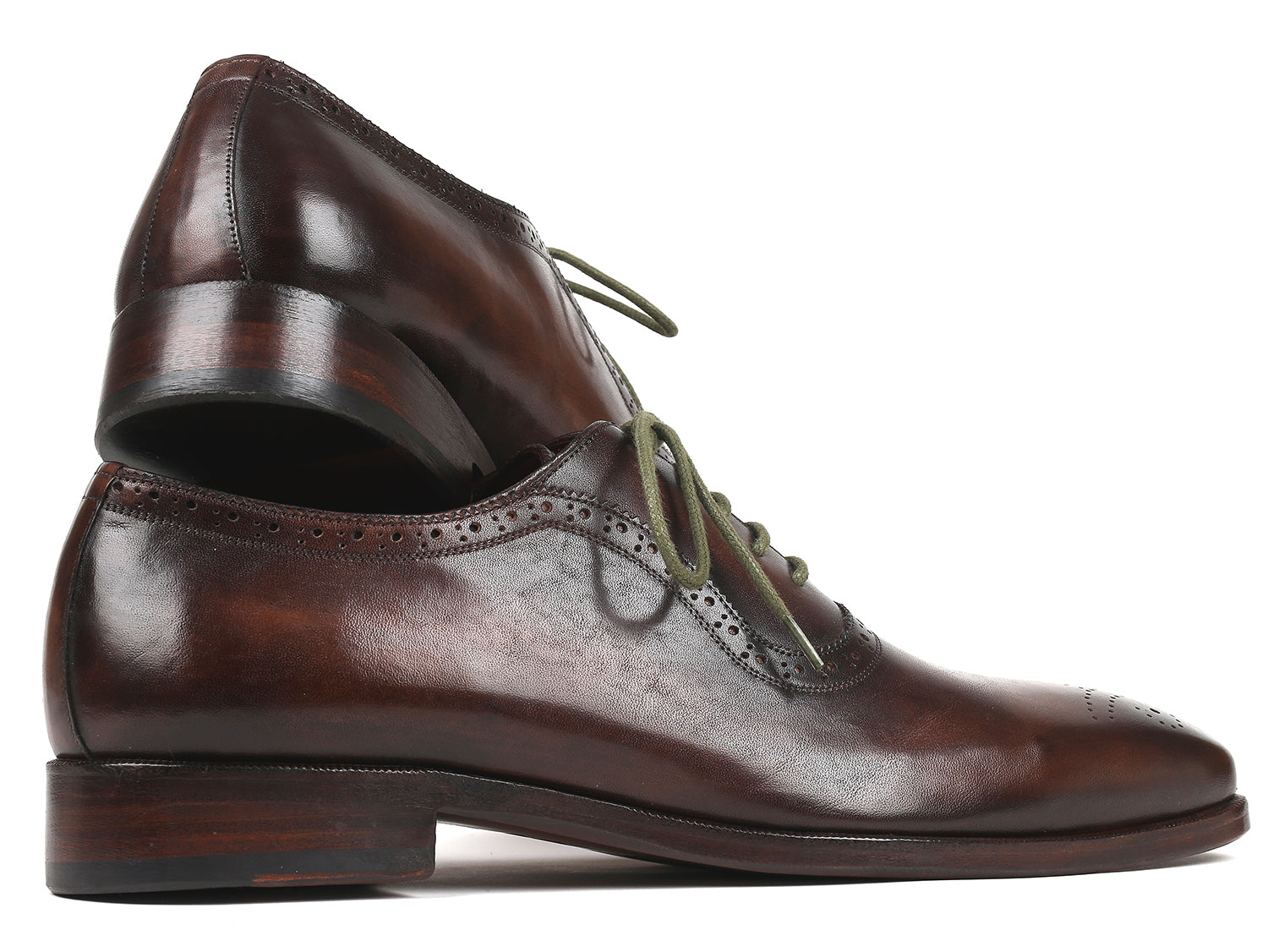 Paul Parkman Beige &amp; Brown Plaid Canvas Derby Shoes (ID