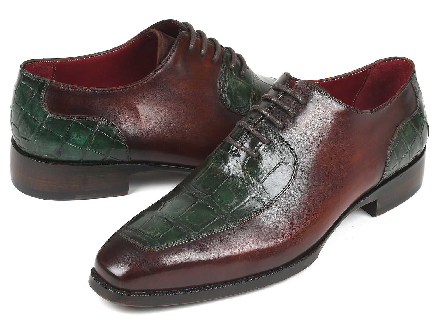 Paul Parkman Beige &amp; Brown Plaid Canvas Derby Shoes (ID