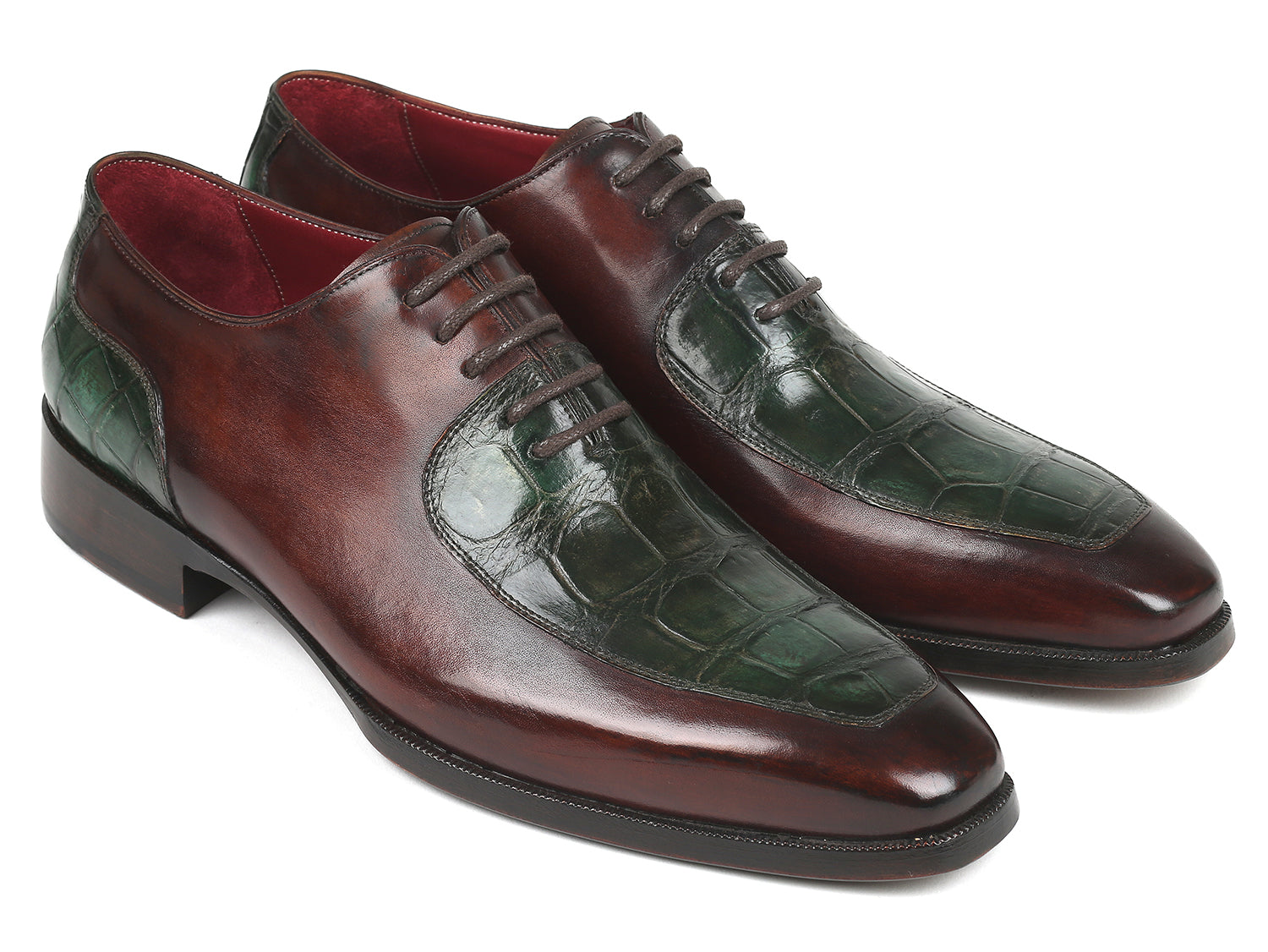 Paul Parkman Beige &amp; Brown Plaid Canvas Derby Shoes (ID