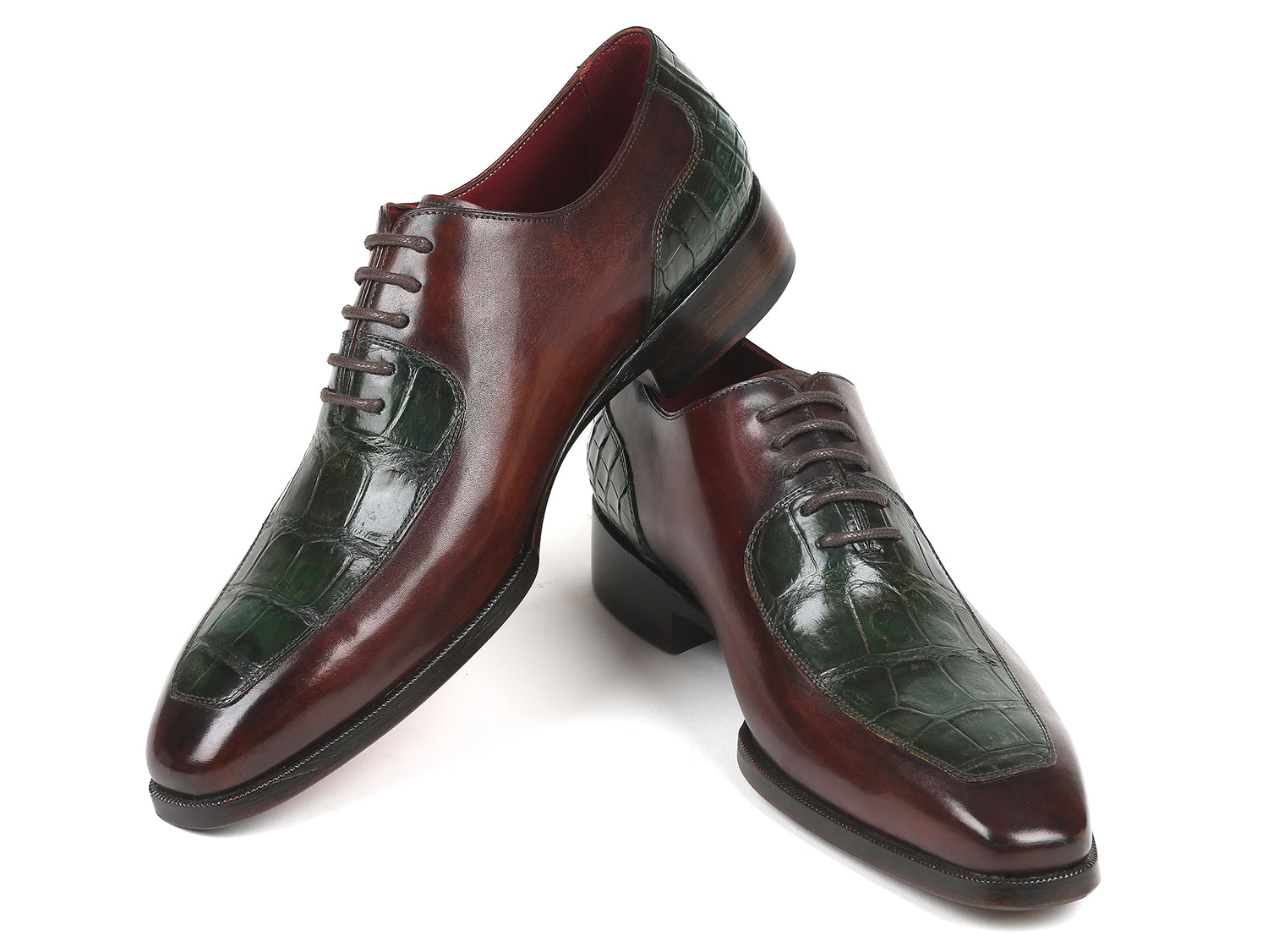 Paul Parkman Beige &amp; Brown Plaid Canvas Derby Shoes (ID