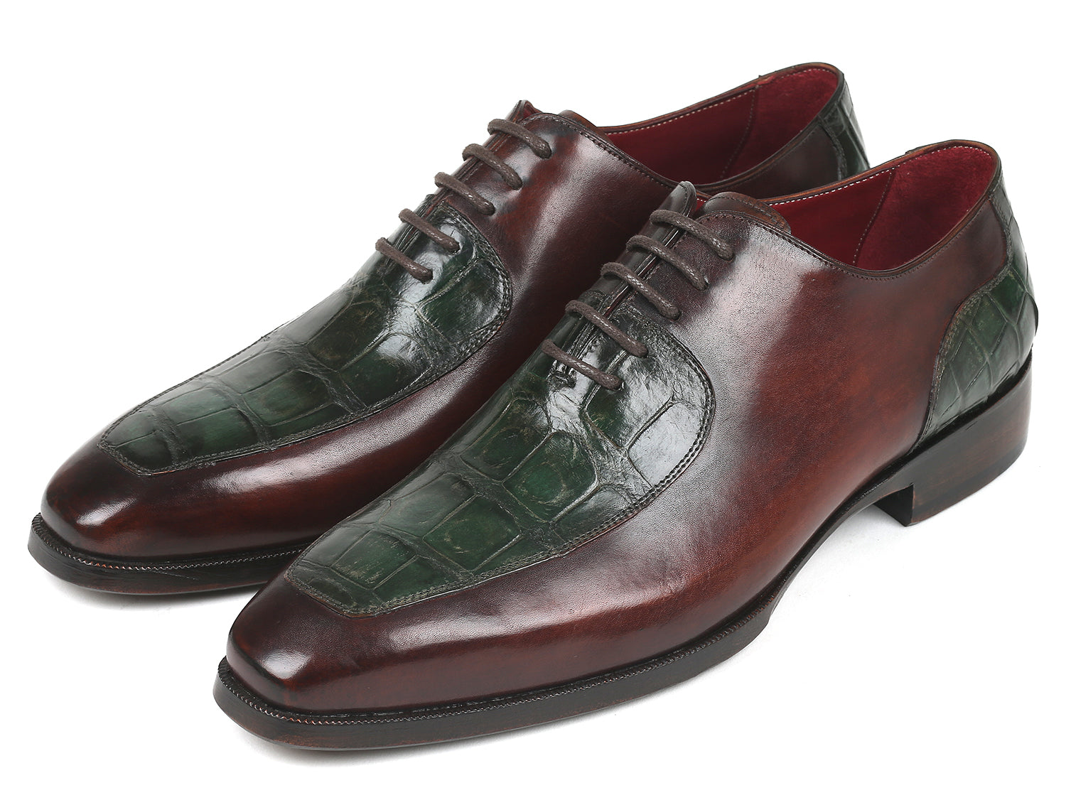 Paul Parkman Beige &amp; Brown Plaid Canvas Derby Shoes (ID