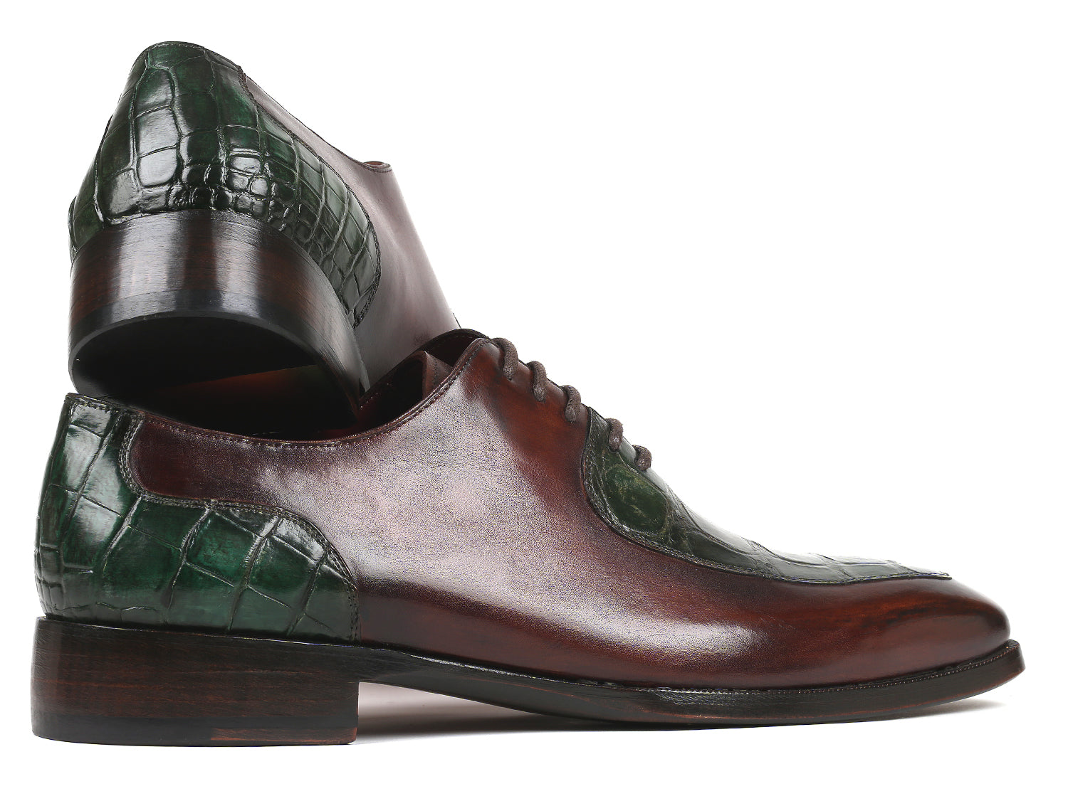 Paul Parkman Beige &amp; Brown Plaid Canvas Derby Shoes (ID