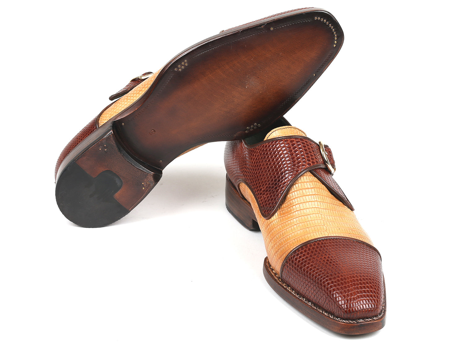 Paul Parkman Beige &amp; Brown Plaid Canvas Derby Shoes (ID