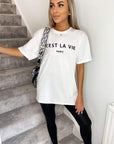 Ladies Oversized C'est La Vie Paris Simple Fashion Classic Retro Short Sleeves T Shirt Top - Toi ‘n’ Moi Ltd
