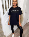 Ladies Oversized C'est La Vie Paris Simple Fashion Classic Retro Short Sleeves T Shirt Top - Toi ‘n’ Moi Ltd