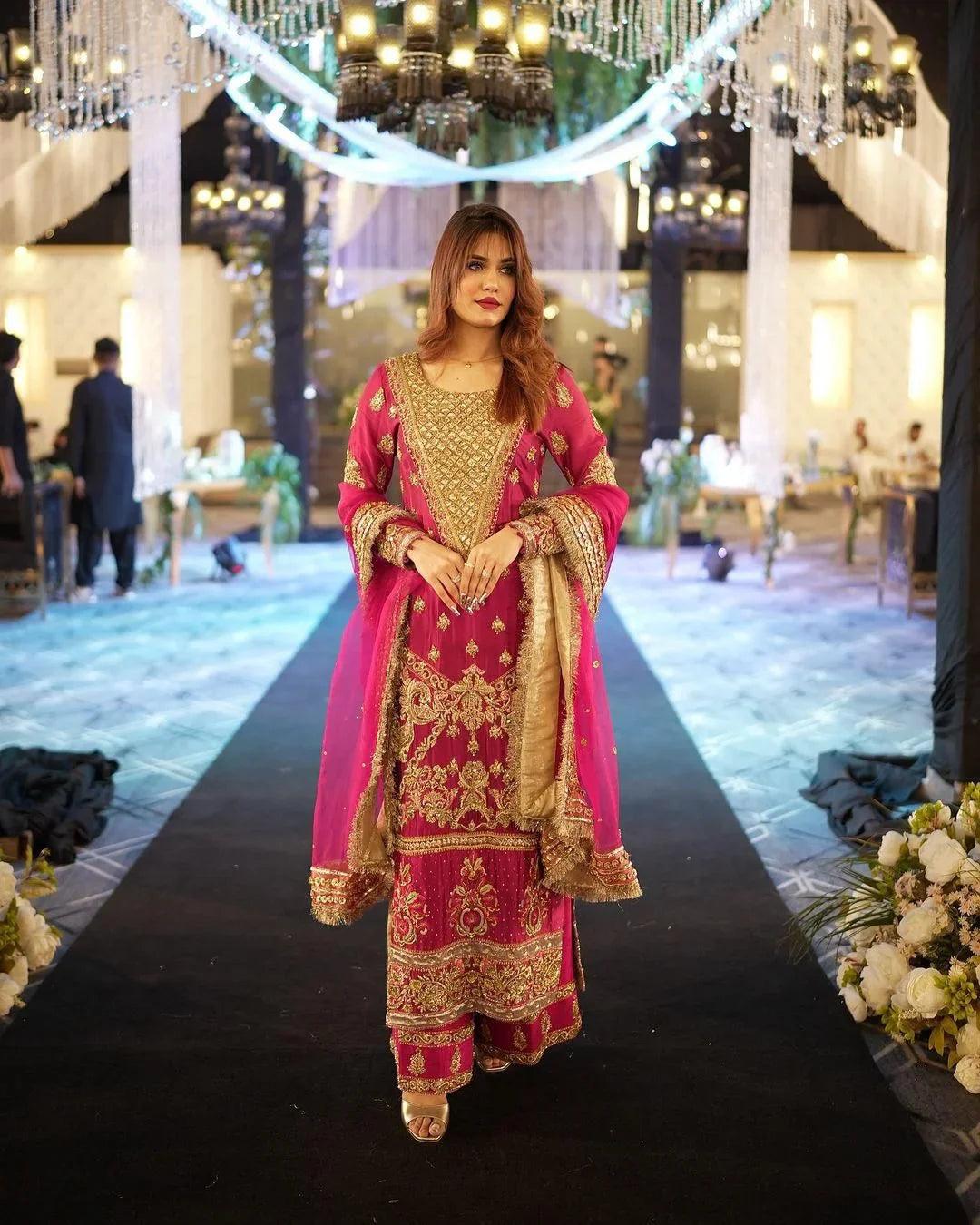Embroidered Chinon Anarkali Salwar Kameez – Elegant Readymade Pakistani Bridal Suit | Wedding & Party Wear Dress with Dupatta & Pant - Toi ‘n’ Moi Ltd