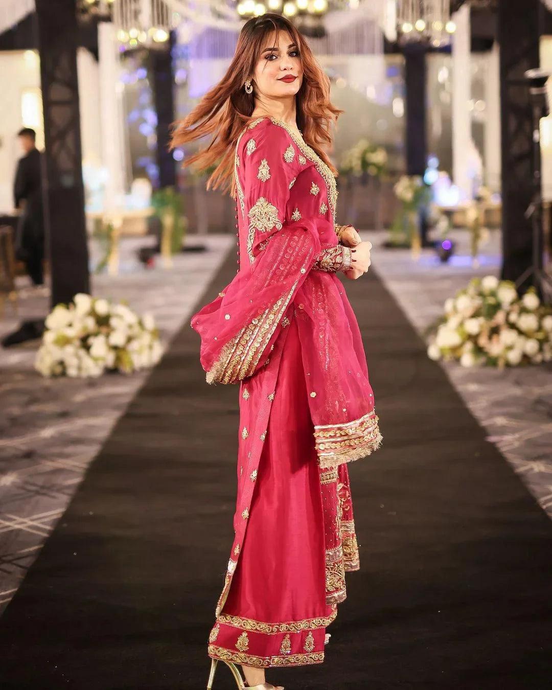 Embroidered Chinon Anarkali Salwar Kameez – Elegant Readymade Pakistani Bridal Suit | Wedding & Party Wear Dress with Dupatta & Pant - Toi ‘n’ Moi Ltd