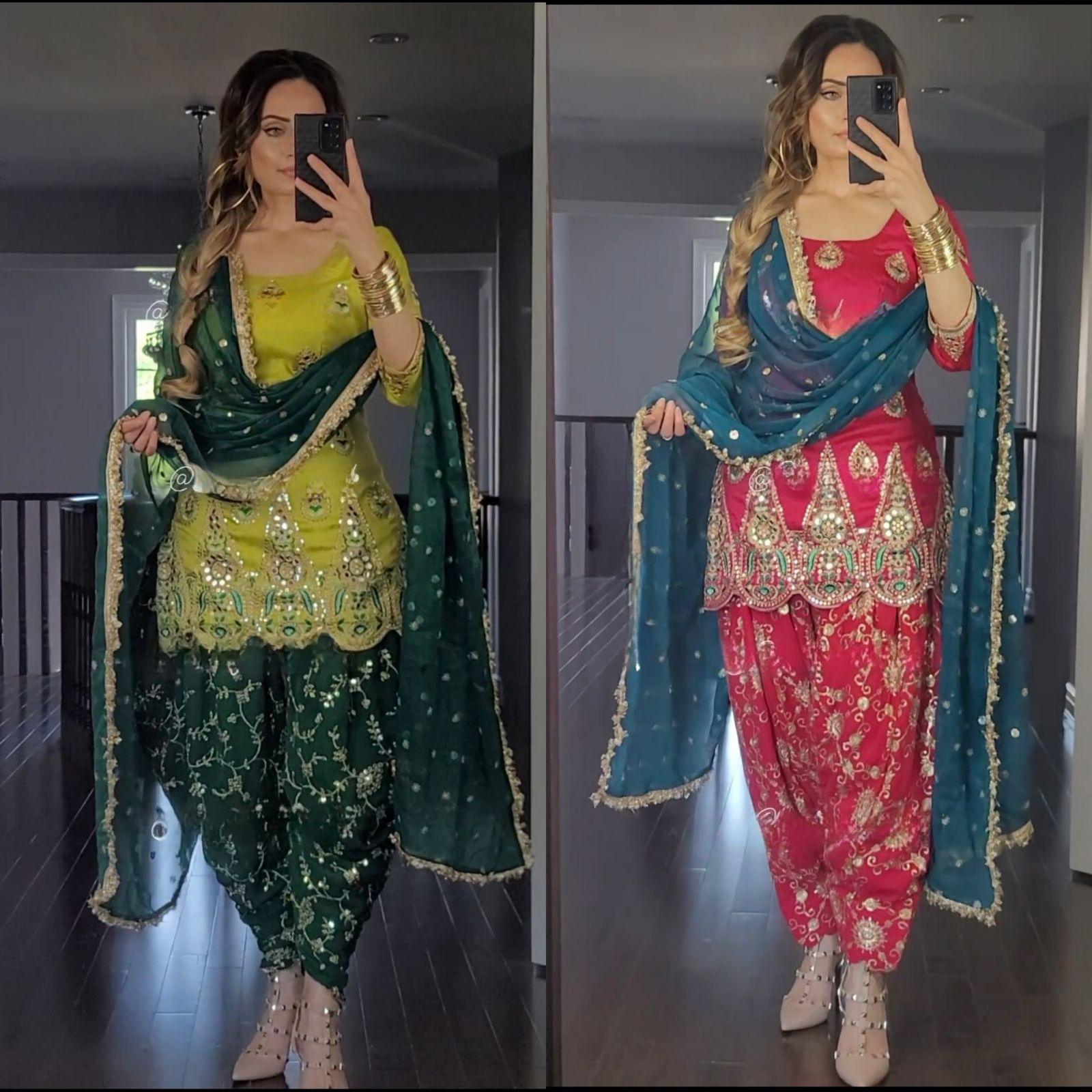 Stunning Pink Punjabi Dhoti Salwar Kameez with Heavy Embroidery Work – Ready-to-Wear Stitched Salwar Suit for Women | Indian Wedding Dresses - Toi ‘n’ Moi Ltd