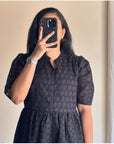 Elegant Women's Floral Cotton Dress – V-Neck, Half Sleeves, Casual Loose Tunic | Printed & Customized Plus Size Linen Dress - Toi ‘n’ Moi Ltd