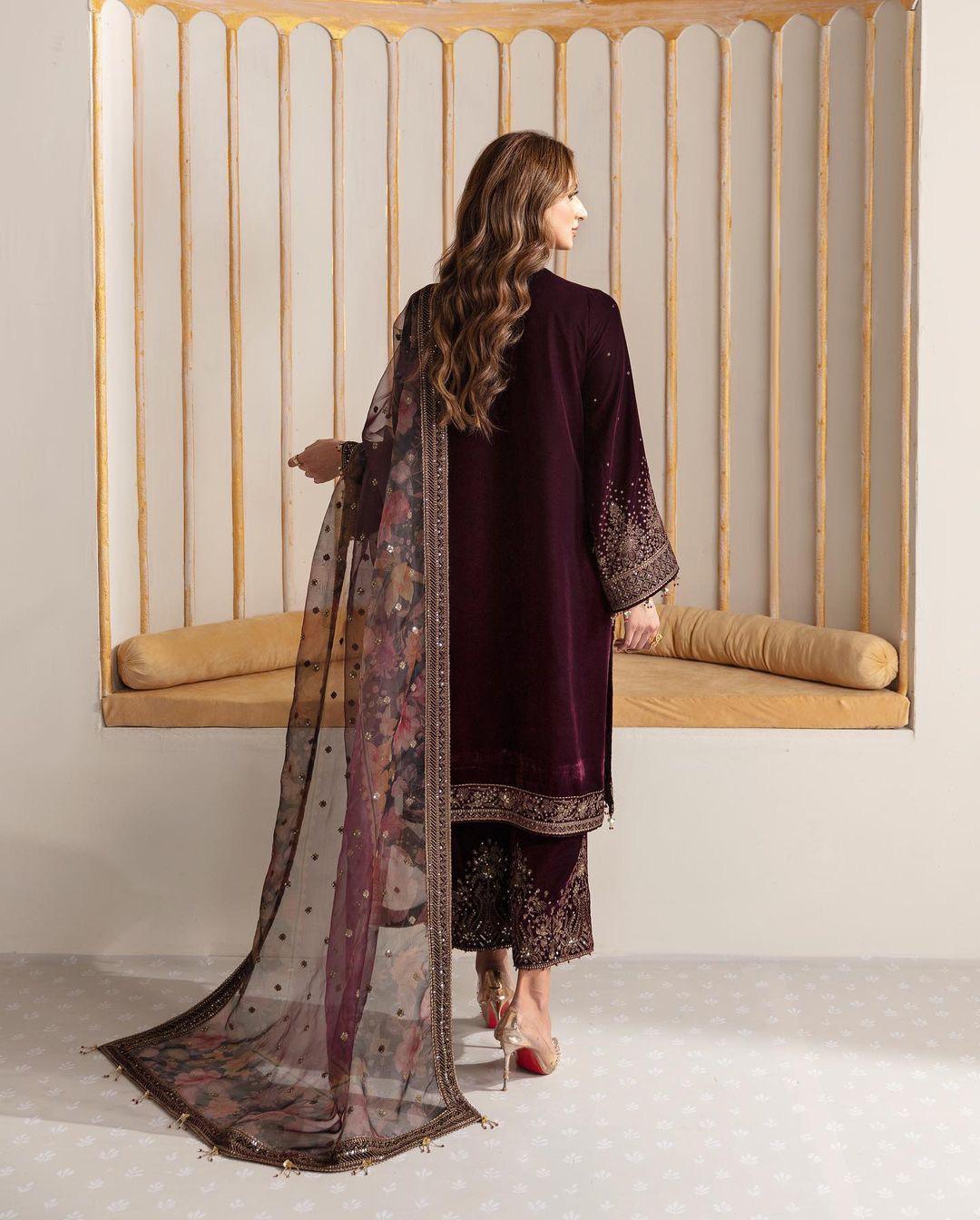 Luxurious Pakistani Velvet Dress – Elegant Indian Wedding Wear | Velvet Salwar Kameez & Pakistani Velvet Suits - Toi ‘n’ Moi Ltd