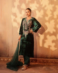 Beautiful Ready To Wear green Coloured Pure Viscose Velvet With Embroidery Heavy Suit For Women - Toi ‘n’ Moi Ltd