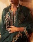 Beautiful Ready To Wear green Coloured Pure Viscose Velvet With Embroidery Heavy Suit For Women - Toi ‘n’ Moi Ltd