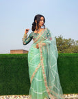 NEW SUPERHIT DESIGN ON NET FABRIC WITH HEAVY EMBROIDERY AND PEARL MOTI WORK SAREE AND BLOUSE-1