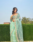 NEW SUPERHIT DESIGN ON NET FABRIC WITH HEAVY EMBROIDERY AND PEARL MOTI WORK SAREE AND BLOUSE-3