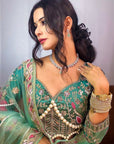 NEW SUPERHIT DESIGN ON NET FABRIC WITH HEAVY EMBROIDERY AND PEARL MOTI WORK SAREE AND BLOUSE-4
