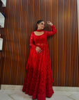 Elegant Wedding Anarkali Gown – Traditional Indian Butterfly Net with Sequence & Embroidery | Full Flair Gown for Festivals | Readymade Salwar Suit - Toi ‘n’ Moi Ltd