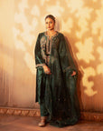 Beautiful Ready To Wear green Coloured Pure Viscose Velvet With Embroidery Heavy Suit For Women - Toi ‘n’ Moi Ltd