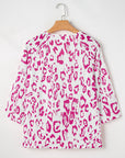 Black Leopard Print V Neck 3/4 Sleeve Blouse - Toi ‘n’ Moi Ltd