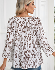 Black Leopard Print V Neck 3/4 Sleeve Blouse - Toi ‘n’ Moi Ltd