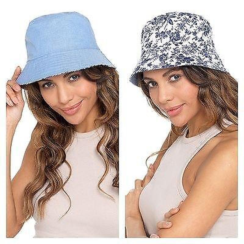 LADIES LIGHT DENIM BLUE BUCKET HAT SUN PROTECTION SUMMER BEACH FESTIVAL FISHING - Toi ‘n’ Moi Ltd