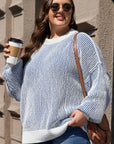 Bright Pink Striped Textured Knit Contrast Edge Loose Sweater - Toi ‘n’ Moi Ltd