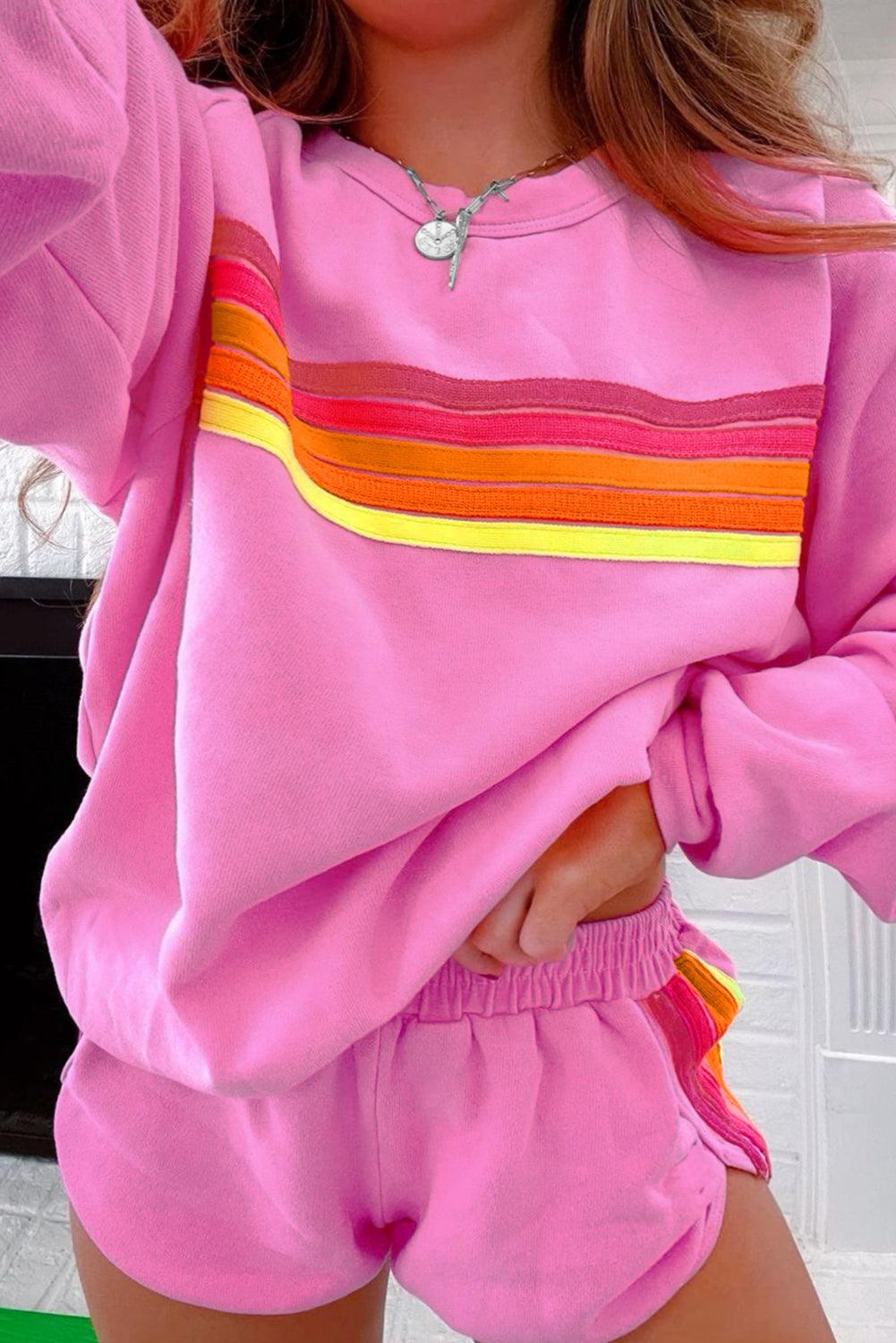 Beau Blue Striped Accent Pullover and Shorts Two Piece Casual Set - Toi ‘n’ Moi Ltd