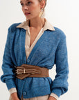 Cardigan boutonné bleu