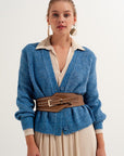 Cardigan boutonné bleu