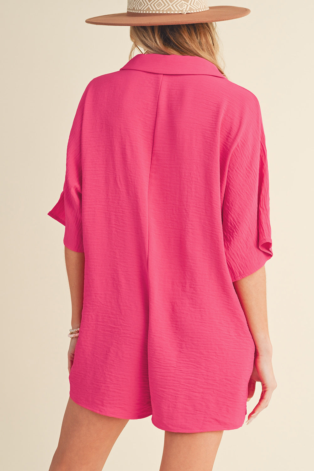 Black Plain Half Button Collared Pocket Loose Romper - Toi ‘n’ Moi Ltd