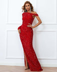 Robe rouge à une épaule Fiona